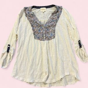 Deletta Anthropologie Boho Peasant Blouse – Size M